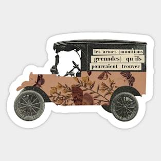 Old Vintage Car with butterflies motif Sticker